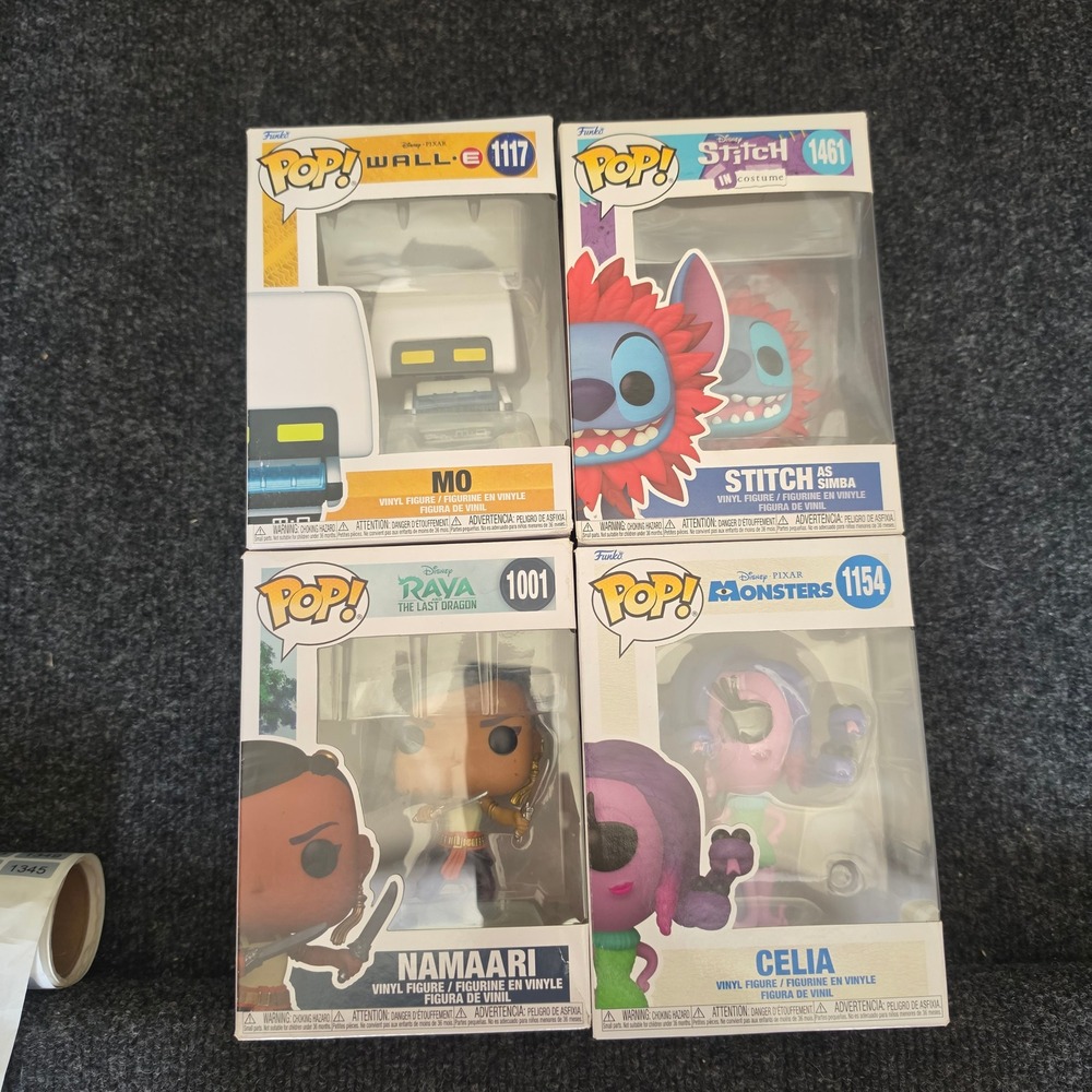 Disney Funko Pop Bundle Stitch Simba Wall-E Mo Namaari Celia Monsters Inc Lot 4